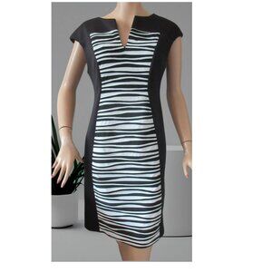 Laura Petites Black and White Sheath Dress Women's Size 6